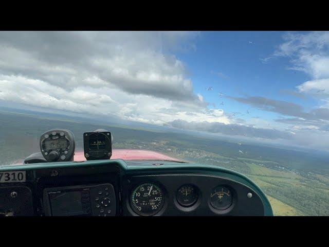 Cessna 172. Полет над Волгой в дождь