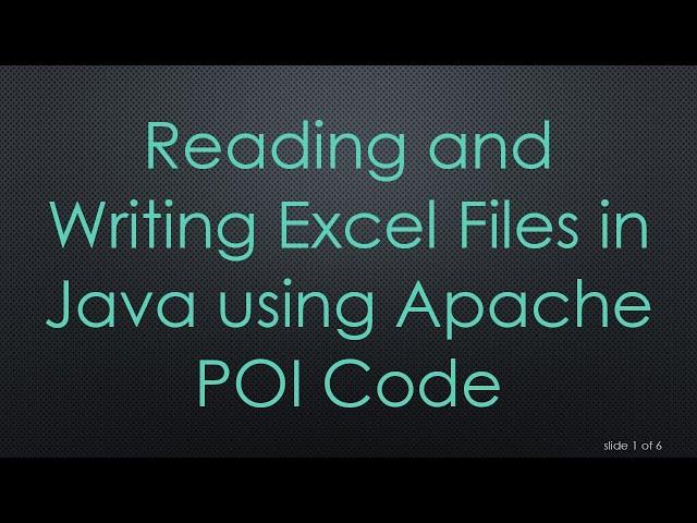 Reading and Writing Excel Files in Java using Apache POI Code