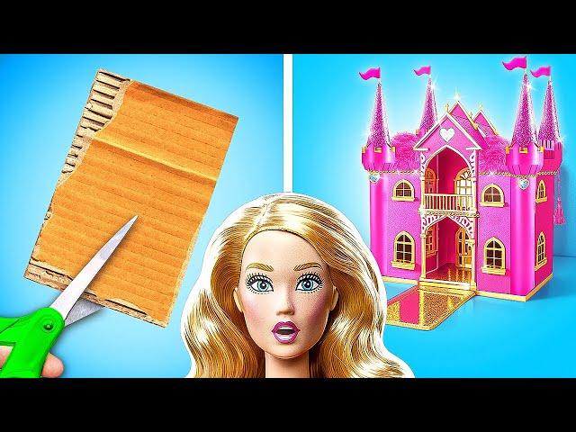 DIY Barbie's House Makeover  | Rich vs. Broke Cardboard Crafts