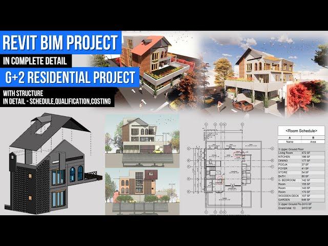 Revit BIM Complete Project | G+2 Residential Project with Complete Details