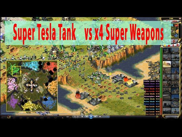 Red Alert 2 SUPER TESLA TANK Super Weapons 1vs7 Game 1