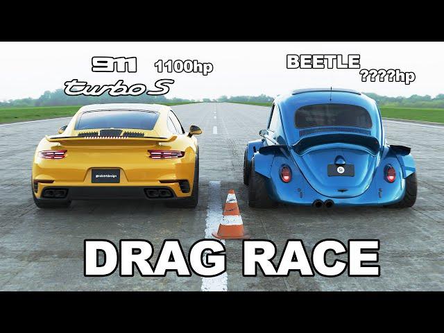 Porsche 911 Turbo S  x VW Beetle : DRAG RACE