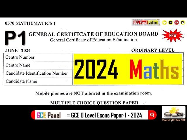 2024 GCE O Level Mathematics Paper 1 Solution | GCE Panel |