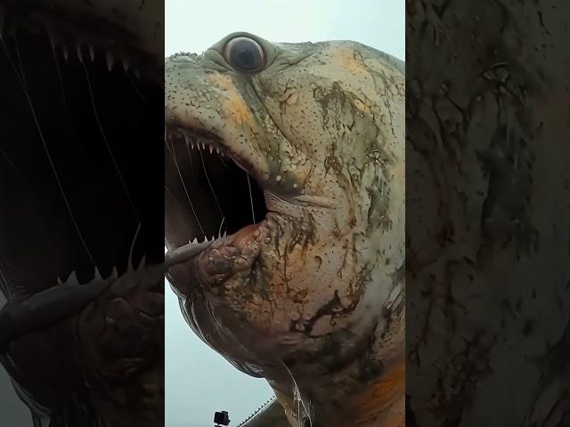 A fat monster from the ocean. Filming of the program "In the World of animals" with wet pants