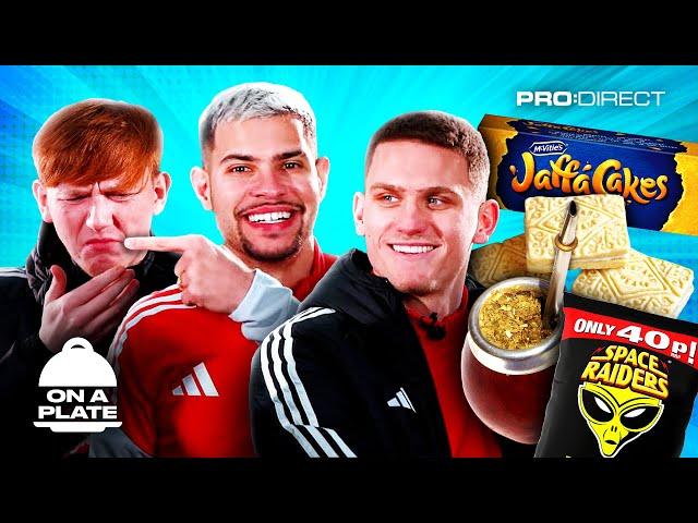 Newcastle's Bruno Guimarães & Botman try Brazilian & English Snacks  Angry Ginge & Danny Aarons