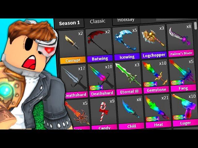 I finally got ALL KNIVES AND GUNS in Murder Mystery 2!! *BIGGEST INVENTORY!* (Roblox MM2)