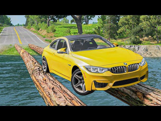 Cars vs Log Bridge - BeamNG.drive