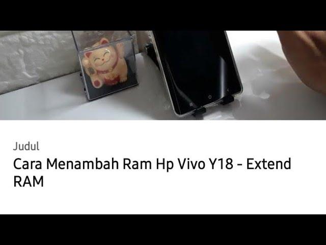 Cara Menambah Ram Hp Vivo Y18 - Extend RAM