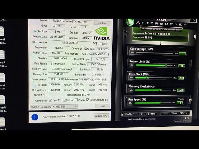 Майнинг на видеокарте Nvidia Palit 1060 Dual 6Gb