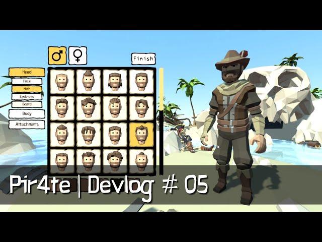 Pir4te • Devlog 05 • Character customization V1, V2... • Unity Indie Game