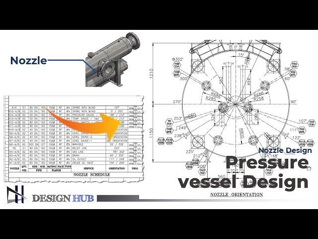 Pressure vessel Design - Nozzle Design in Solidworks |Design Hub|