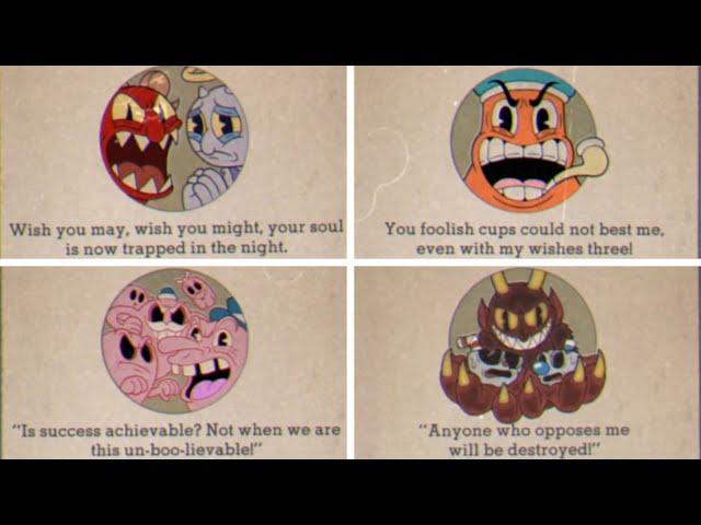 All Game Over Screens & Boss/Level Quotes in Cuphead and Cuphead DLC