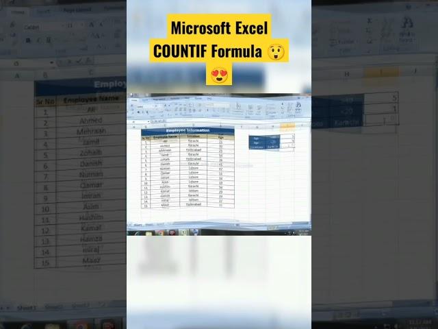 Countif Formula Microsoft Excel #shorts #youtubeshorts #microsoft_excel_tutorial