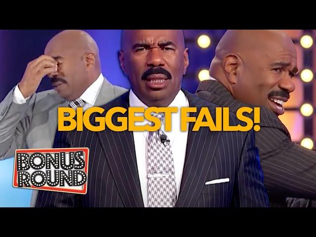 Steve Harvey Reacts to the BIGGEST & FUNNIEST FAILS EVER on Family Feud USA! Bonus Round