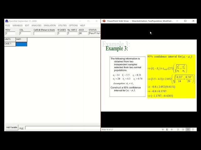 STA210 : Constructing Confidence Interval with OPENSTAT