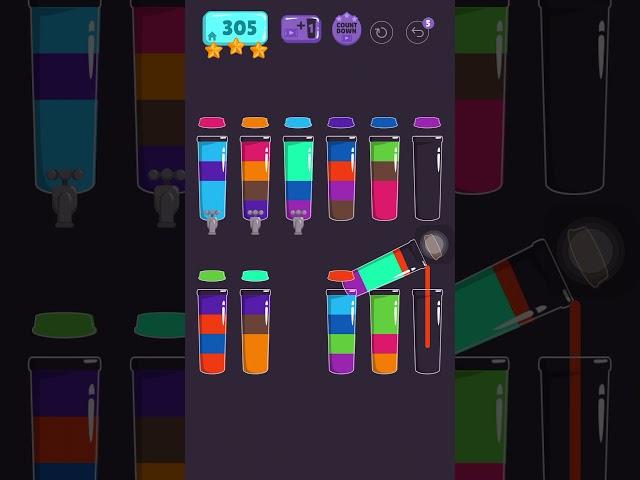 Cups - water sort puzzle | level 305 | ⭐️⭐️⭐️