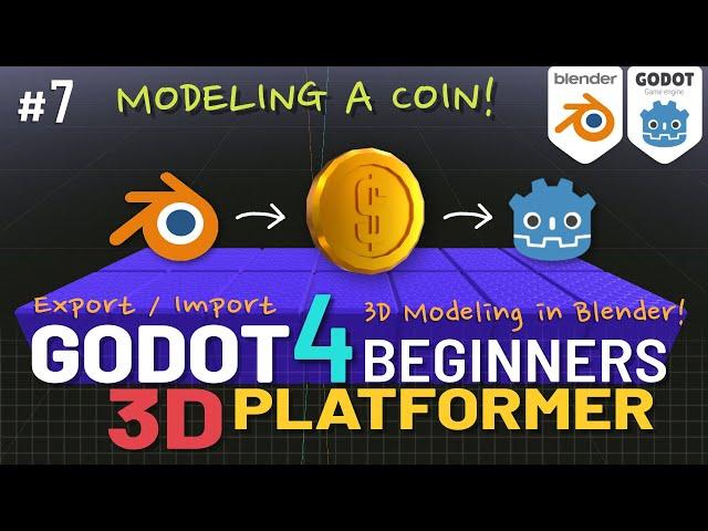 Godot 4 3D Platformer Lesson #7: 3D Coin Model from Blender to Godot!