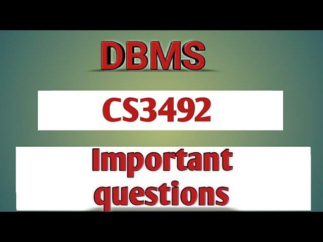 CS3492 database management system important questions in tamil||CS3492||Anna university reg-2021.