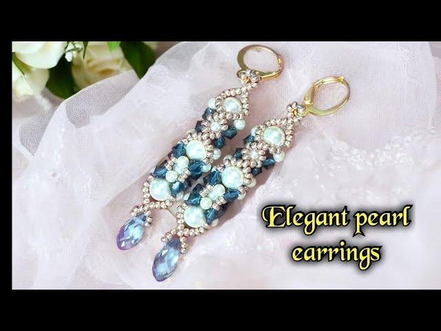 Elegant pearl earrings/easy beaded earrings/Pearl earrings/DIY beaded earrings