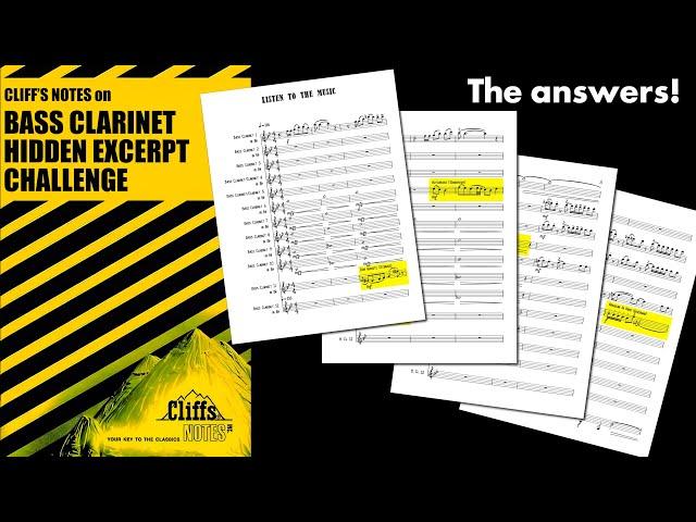 THE ANSWERS to Bass Clarinet Hidden Excerpt Challenge!