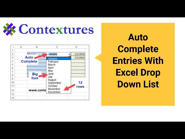 Autocomplete Entries With Excel Drop Down List