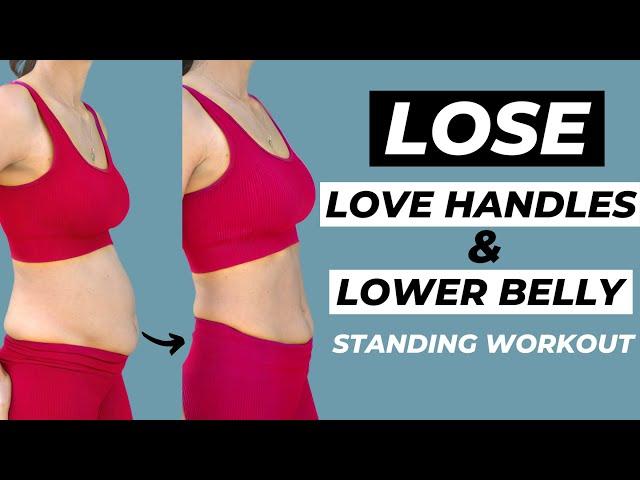 15 MIN LOVE HANDLES AND LOWER BELLY FAT WORKOUT Standing Only | No Equipment!