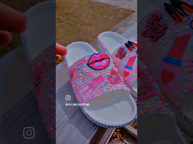 custom rhinestone crocs slides!! #crocs #art #artist #custom #diy #diycrafts #customcrafting