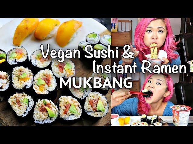 VEGAN SUSHI + INSTANT NOODLES FEAST (MUKBANG)