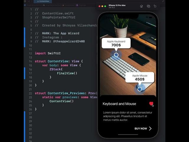 Here is my new code made with SwiftUI.