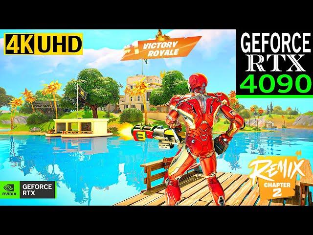 Fortnite Iron Man Skin Gameplay | RTX 4090 4K Max Graphics + RTX ON | Chapter 2 Remix #fortnite