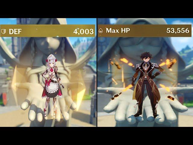 4k Def Noelle Shield vs 50k Hp Zhongli Shield Strength Comparison - Genshin Impact