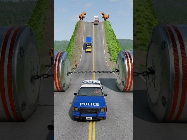 Cars & Cargo Van vs Chained Hydraulic Crush - BeamNG.Drive