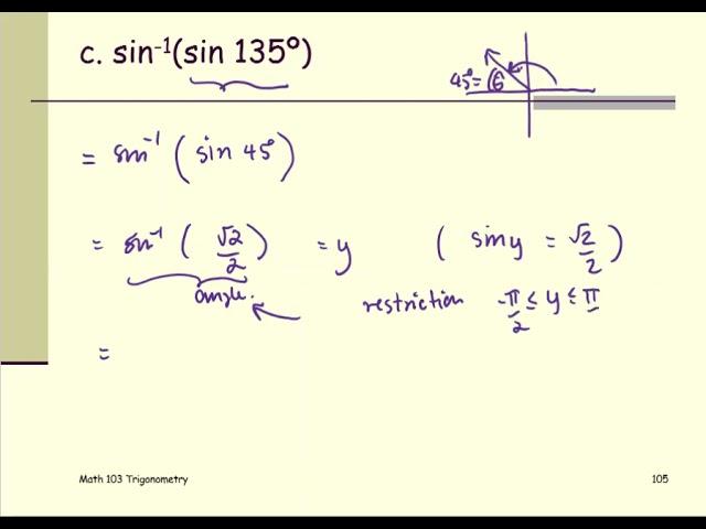 M103 Sec4_7 Evaluate arcsin(sin 135°)