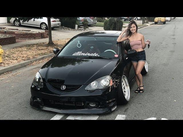 MY GIRLFRIEND LEARNS HOW TO DRIVE STICK SHIFT IN THE STANCE RSX!! (ALMOST CRASHED)