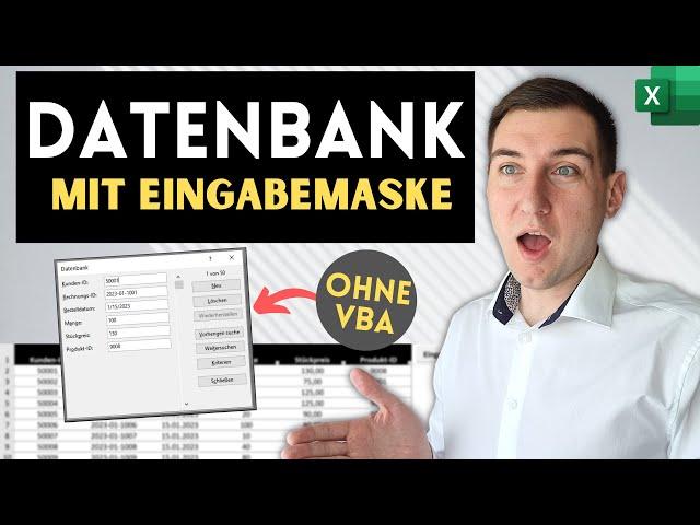 Excel Datenbank erstellen - mit Eingabemaske und Suchfunktion [OHNE VBA, Vorlage]