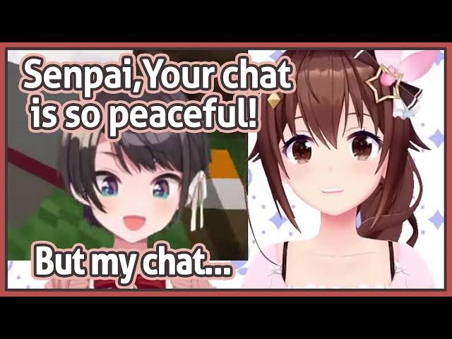 Subaru is amazed how peaceful Sora-senpai's chat is