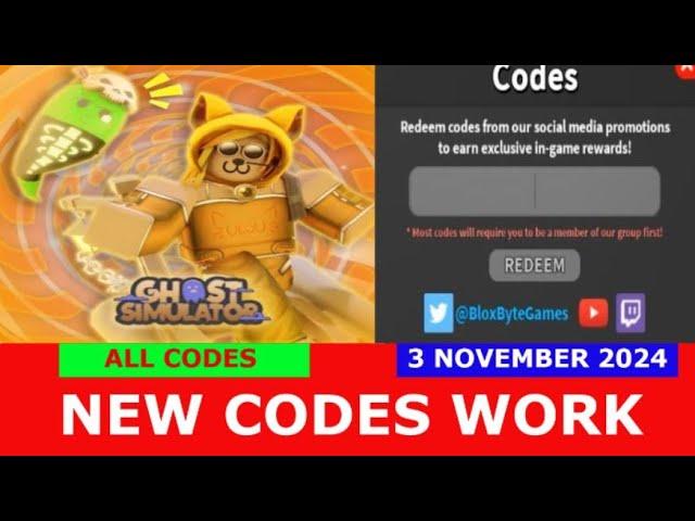 *NEW CODES* [DIFFICULT DUNGEONS] Ghost Simulator ROBLOX | ALL CODES | NOVEMBER 3, 2024