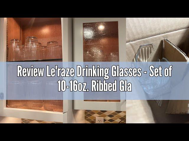 Review Le'raze Drinking Glasses - Set of 10-16oz. Ribbed Glass Sake Cups - Dishwasher Safe Cocktail