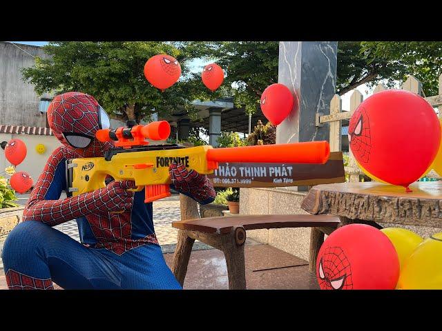 Ku Nhan NERF : Người Nhện Bắn Súng - SPIDER MAN Popping Balloons