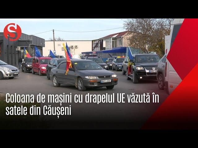 Peste 50 de mașini echhipate cu drapelele RM și a Uniunii Europene văzute pe drumurile din Căușeni