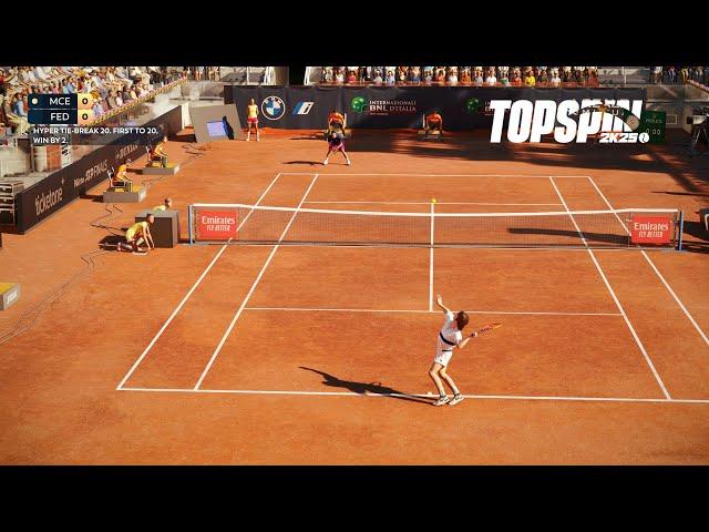 Top Spin 2K25 - John McEnroe Vs Roger Federer I HYPER TIE BREAK I Rome Masters (PS5)