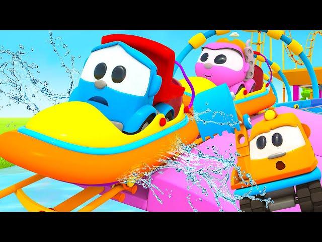 Car cartoons full episodes & baby cartoons. Street vehicles for kids. Leo the Truck & water slides.