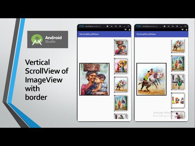 Vertical Scrollview of ImageView with border in Android Studio