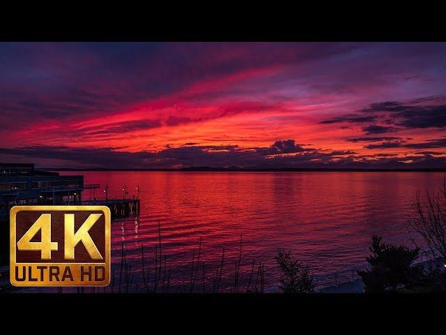 Sunsets in Seattle - 1 Hour 4K Relax Video + Ambient Music for Sleep, Relaxation, Destress, Insomnia