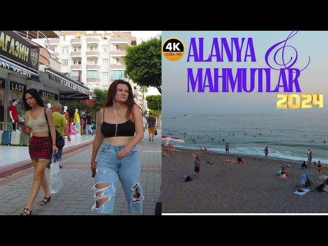 Alanya Mahmutlar Street Full Tour 2024  JULY l Alanya Antalya Turkey Holiday Turkey Travel 4k Video