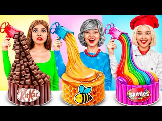 Me vs Grandma Cooking Challenge | Cake Decorating with Sweets by YUMMY JELLY