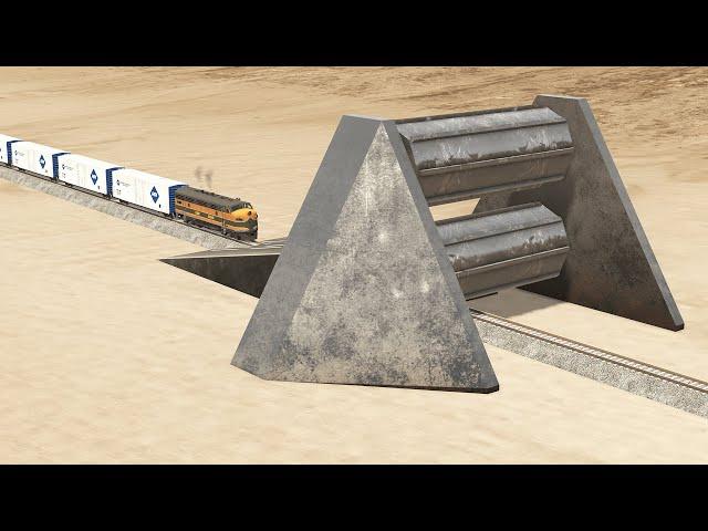 Trains vs Spinning Roller – BeamNG.Drive