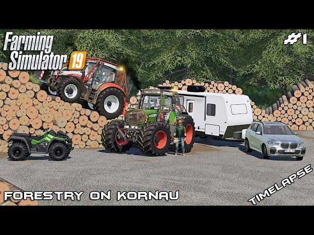 Winching logs with @ChataModding *MUD* | Forestry on Kornau | Farming Simulator 19 | Episode 1