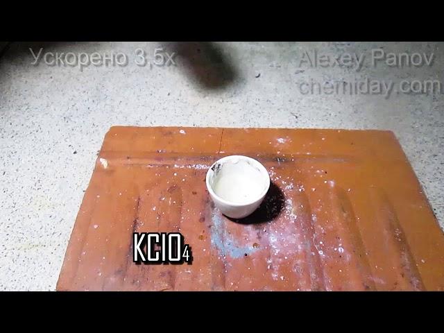 Potassium perchlorate reaction with sugar | C12H22O11 + 6KClO4 = 12CO2 + 11H2O + 6KCl