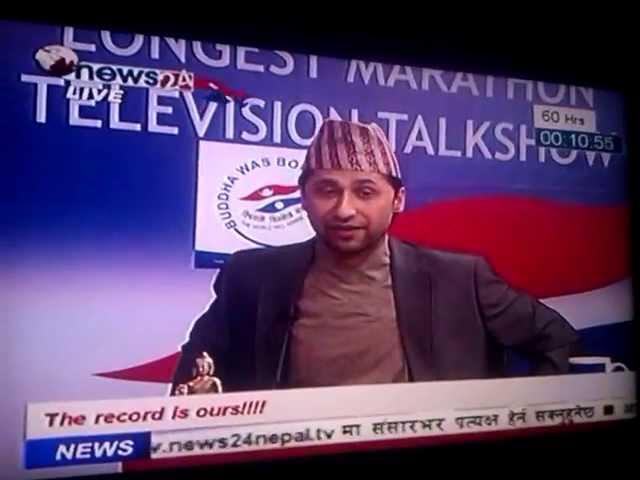 Rabi Lamichane breaks worlds longest television talk show aired on News24 TV.